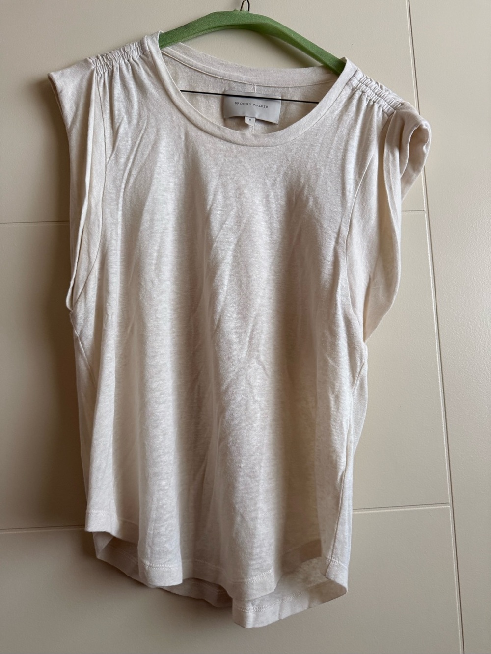 Brochu Walker The Reins Luxe Linen Blend Muscle Tee Women’s Tallow Beige Size S